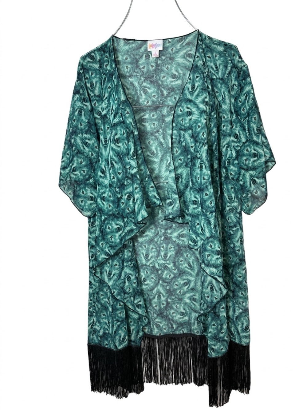 Lularoe Blue Wolves Monroe kimono size Small